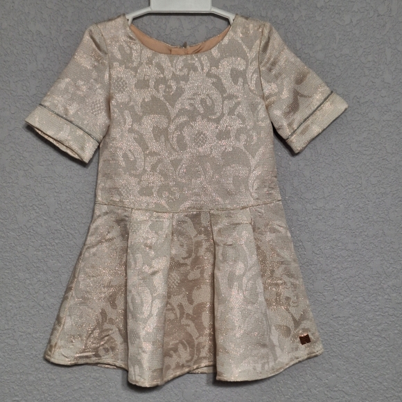 Carrément Beau Création Française Girls Shimmer Jacquard Dress Size 4 - Picture 2 of 9